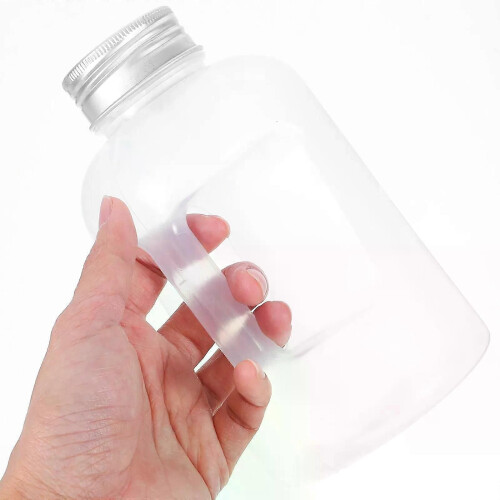 4 Stück eimerförmige Saftflasche, flache Flaschen, Getränkebehälter für Kühlschrank, durchsichtiger