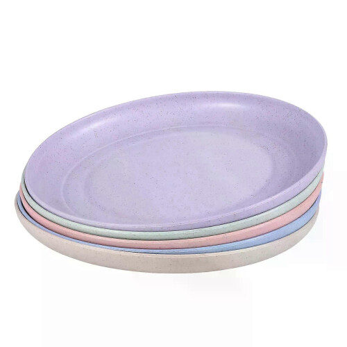 5 Pcs Natural Plates Unbreakable Dinner Plates Eco Friendly Tableware Set Dish Plates For Camping Travel