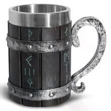 550 ml Creative Resin Barrel Cup Viking ölmugg Antik handgjord retro dricksmugg Utomhuscamping