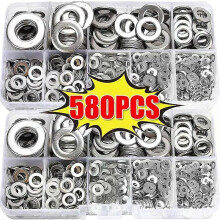 Assortimentsets met 580/180 roestvrijstalen ringen, M2-M12 metalen schroeven, vlakke ringen en pakkingen