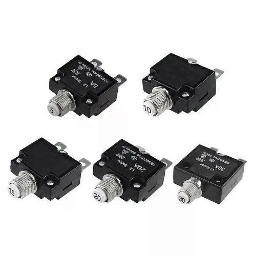 5A/10A/15A/20A/30AMP tryckknapp Återställbar termisk brytare Panelfäste