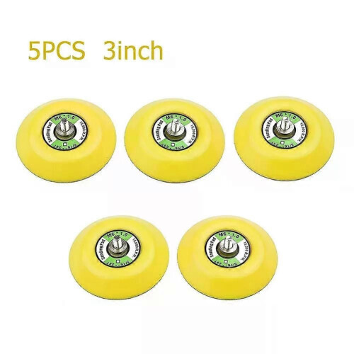 5Pcs 3inch 75mm Sanding Discs Hook and Loop M6 Thread Backing Pad for Air Sander Grinding Polishing