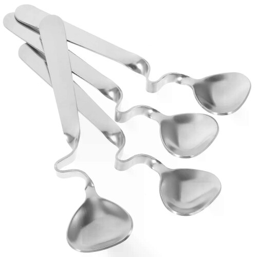 4Pcs Stainless Steel Dessert Spoons Practical Curving Coffee Stirring Spoons (Silver)