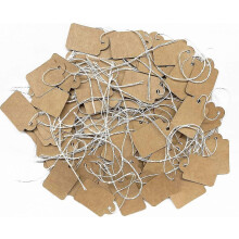 500 stuks Kraft prijskaartjes met touwtje, papieren hangtags, beschrijfbare labels, labels, markering