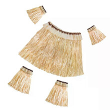 Conjunto de 5 faldas de bailarina tropical hawaiana con brazaletes y perneras, falda elástica de hierba
