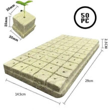 50 cubes de culture hydroponique en laine de roche 25 x 25 x 25 mm, substrat pour plantes, sans sol,