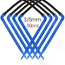 50 pezzi 3/5mm Tubo flessibile gocciolante curva freccia blu 1/8 irrigazione emettitore gocciolatore