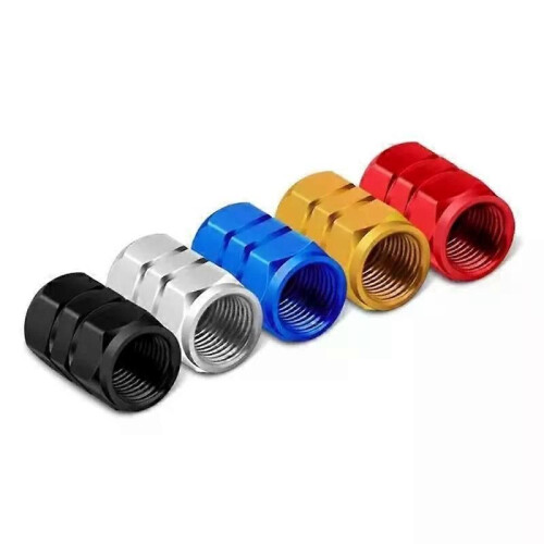 4 pezzi eleganti tappi per valvole pneumatici esagonali in alluminio per auto e moto
