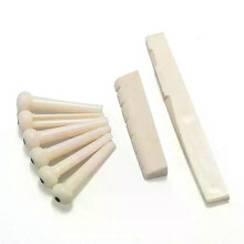 6 Gitaarbrugpennen + kam + brugkam Bone / Bone akoestische gitaar wit