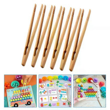 6 Pcs Kinder Holz Zangen Holz Pinzette Werkzeug Feine Motor Geschick Spielzeug Kinder Pinzette Hand