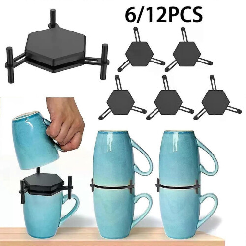 6/12Pcs Coffee Mug Storage Holder Adjustable Desktop Cup Organizer Shelf Kitchen Cabinet Stackable Coffee