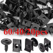 60/40/20PCS Auto Motorfietsen Metalen Schroef Tapping Bevestigingsmiddel U-Type Clip met Schroef Antiroestbescherming