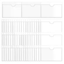 60Pcs Self-Adhesive Label Holder Card Pockets Label Holder Clear Library Card Holders with Top Open