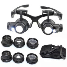 62CE 10X 15X 20X 25X LED Dubbele Oog Juwelier Reparatie Horloge Loep Loep Bril Lens