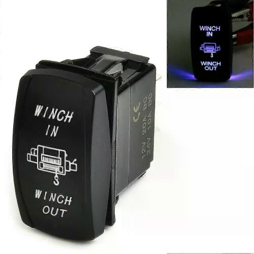7-poliger 20-A-12-V-blaue LED-Leuchten, Winde ein, Winde aus (EIN)-AUS-(EIN), Wippschalter, Momentan,