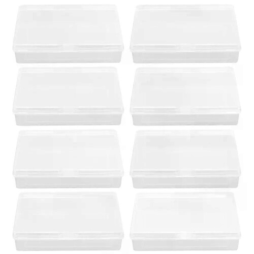 8 Pcs Transparent Plastic Storage Box For Cards Case With Lid Small Clear Rectangular Container Poker