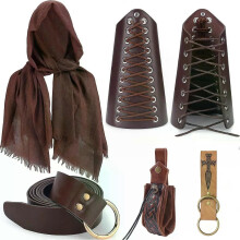 Cinturón de caballero medieval marrón de PU, unisex, renacentista, medio hombro, bufanda, chal, protector