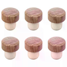 6Pcs Wooden Stopper Bottle Plug Sealing Cork Reusable Bottle Closure Airtight Seal Oak Wood Plug For