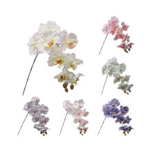 Orquídea mariposa artificial de 9 cabezas con forro interior de alambre de hierro y tacto real, flor