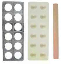 Aluminum Alloy Ravioli Maker 12 Holes Ravioli Tray Dumpling Mold Set with Rolling Pin Homemade Ravioli