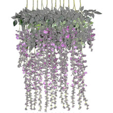 Flores artificiales, glicina artificial, decoración del hogar, hechas de seda, 12 piezas