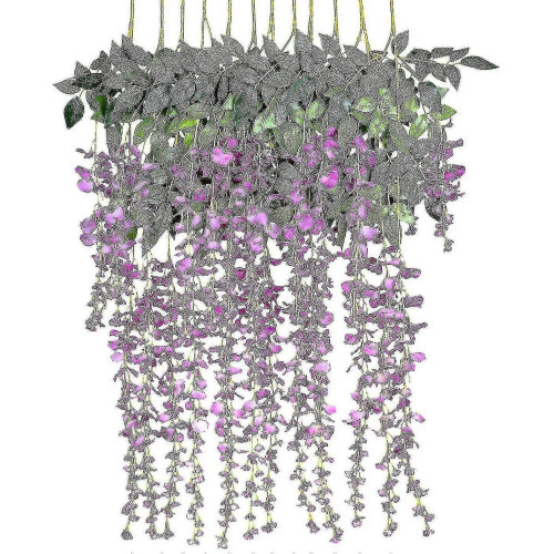 Fiori artificiali, glicine artificiale, decorazioni per la casa, in seta, 12 pezzi