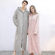Peignoir à capuche en flanelle pour homme, tendance automne-hiver, fermeture éclair