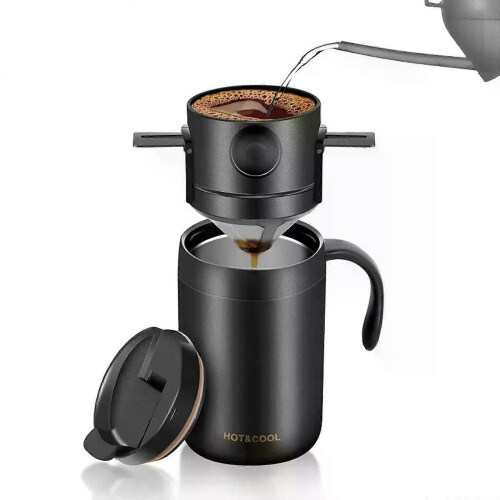 Set per macchina da caffè da campeggio, tazza da caffè isolata con gocciolatoio per caffè, per escursionismo,