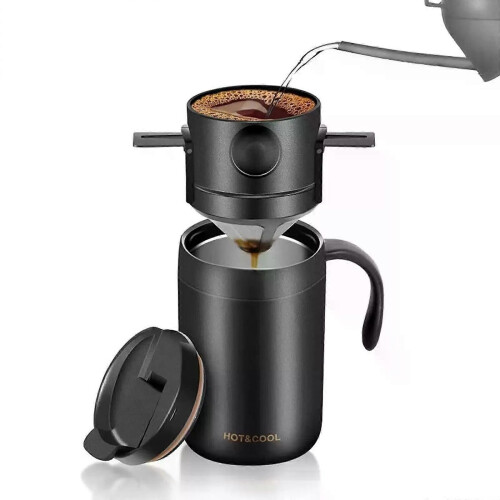 Set per macchina da caffè da campeggio, tazza da caffè isolata con gocciolatoio per caffè, per escursionismo, 1