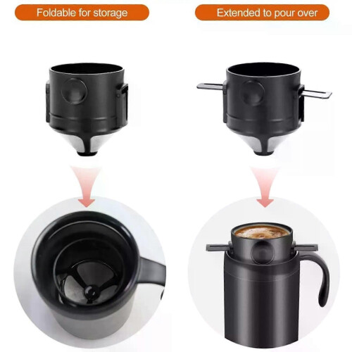 Set per macchina da caffè da campeggio, tazza da caffè isolata con gocciolatoio per caffè, per escursionismo, 2