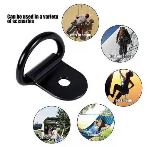 Svart D Shape Tie Down Ankarringar Järn Rostfritt stål Cargo Tie Down Ring för bil Lastbil Trailers 2