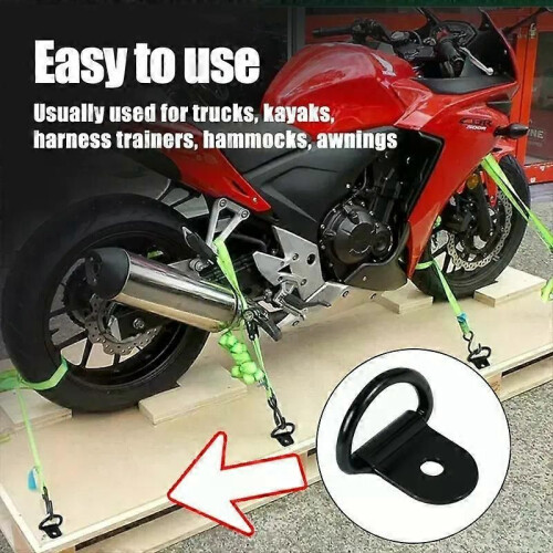 Svart D Shape Tie Down Ankarringar Järn Rostfritt stål Cargo Tie Down Ring för bil Lastbil Trailers 1