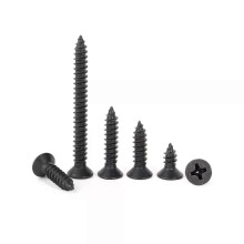 Assortiment zwarte kruiskop zelftappende schroeven, roestvrijstalen houtschroeven