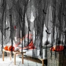 Schwarz Weiß Halloween Gaze Dekoration Super-Größe Mesh Tuch Netting Spider Web Scary Party Szene Prop