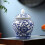 Blue And White Ceramic Glazed Ginger Jar Tea Storage Jar With Lid Multi Purpose For Weddings, Party, 2