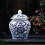 Blue And White Ceramic Glazed Ginger Jar Tea Storage Jar With Lid Multi Purpose For Weddings, Party, 5