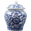 Blue And White Ceramic Glazed Ginger Jar Tea Storage Jar With Lid Multi Purpose For Weddings, Party, 1