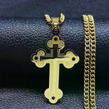 Catholic Cross StainlessSteelLong Necklace forMen/Women Necklaces PendantsReligious Jewelry collar acero