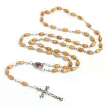 Catholic Wooden Rosary Beads Orthodox Cross Woven Rope Necklaces for Men Women Religious Praying Jewelry
