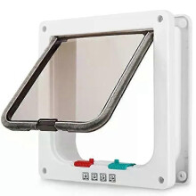Puerta abatible para perros y gatos con cerradura de seguridad de 4 vías, puerta abatible de plástico