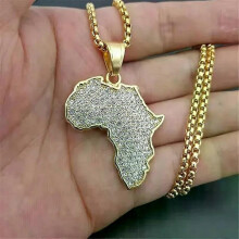 Collana con ciondolo con mappa geografica alla moda creativa, accessori per gioielli etiopi alla moda