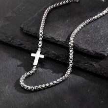 Collane con croce per uomo e ragazzo, in acciaio inossidabile, con catena quadrata, nuovi gioielli alla