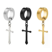 Kruisjes Dangle Oorclip Nep Oorringen voor Mannen en Vrouwen Roestvrijstalen Clip-on Oorbellen