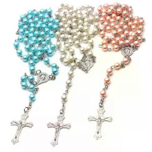 Collana con croce, catena cattolica, rosario, medaglia e ciondolo con crocifisso, gioielli religiosi