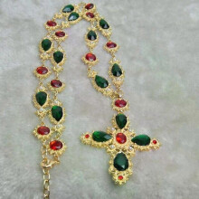 Collana a croce con catena per maglione da donna in stile barocco vintage con cristalli colorati di