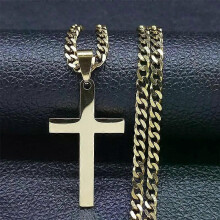 Collana con catena a croce in acciaio inossidabile con Gesù cristiano hip hop per donne e uomini, collana