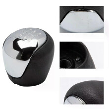 Chromen 6-versnellingsbak schakelpookknop met handbal, 10 mm draad en PU-leer voor Hyundai I30 Ix35