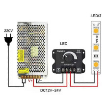 DC 12V 24V LED Dimmer Switch 30A 360W Spänningsregulator Justerbar styrenhet för LED Strip Light Lampa
