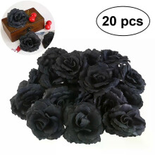 Decoración Rosa Flor Rosas Flores Artificiales Seda Falsa Negra para Sombreros DIY Decorar