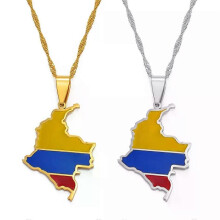 Colombia Map Flag Pendant Necklaces Columbia Women Girls Silver Color/Gold Color Colombiana Jewelry